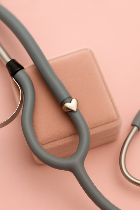 Charm Para Estetoscópio Heart - Prata