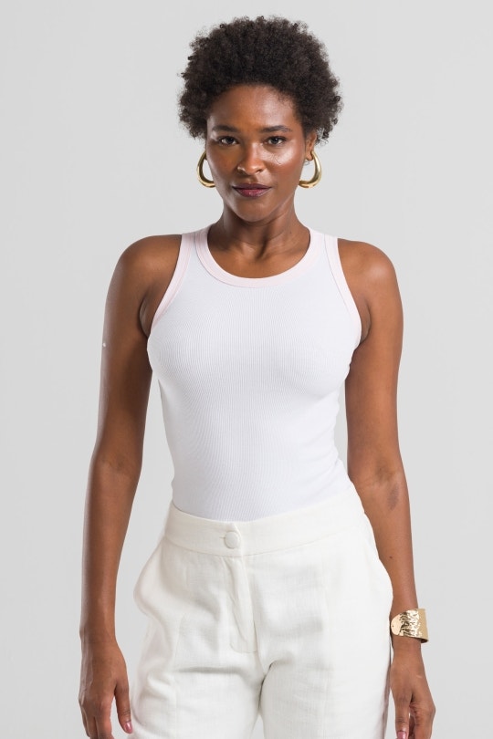 Regata Feminina Essential By CN - Branca e Rosa