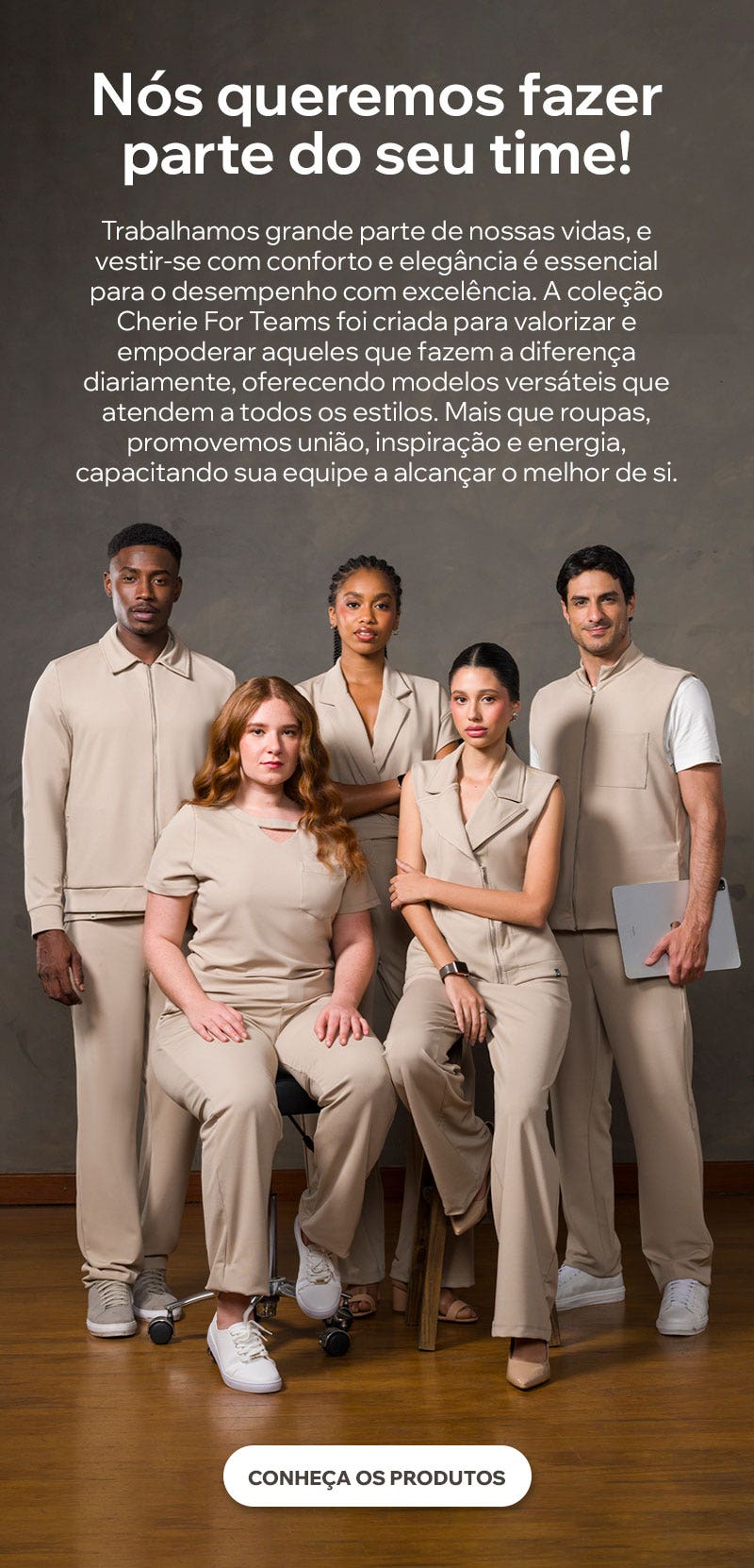 Vista sua clínica com a Dra. Cherie! Vista sua clínica com a Dra. Cherie! Temos as peças ideias para vestir todo o seu time com elegância e qualidade.